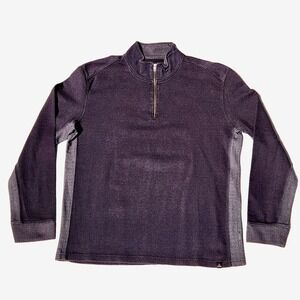 men's PRANA 1/4 Zip pullover gray Organic‎ Cotton herringbone sweater l/s XXL